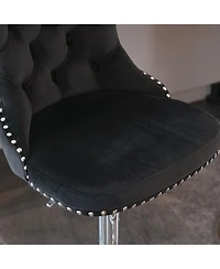 Streamdale Furniture Velvet Swivel Barstools, Adjustable Height, Chrome Base, Set of 2