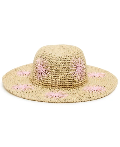 Steve Madden Floral Embroidered Straw Hat