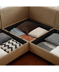 Streamdale Furniture Chenille 2-Seater Sofa with Ottoman Storage