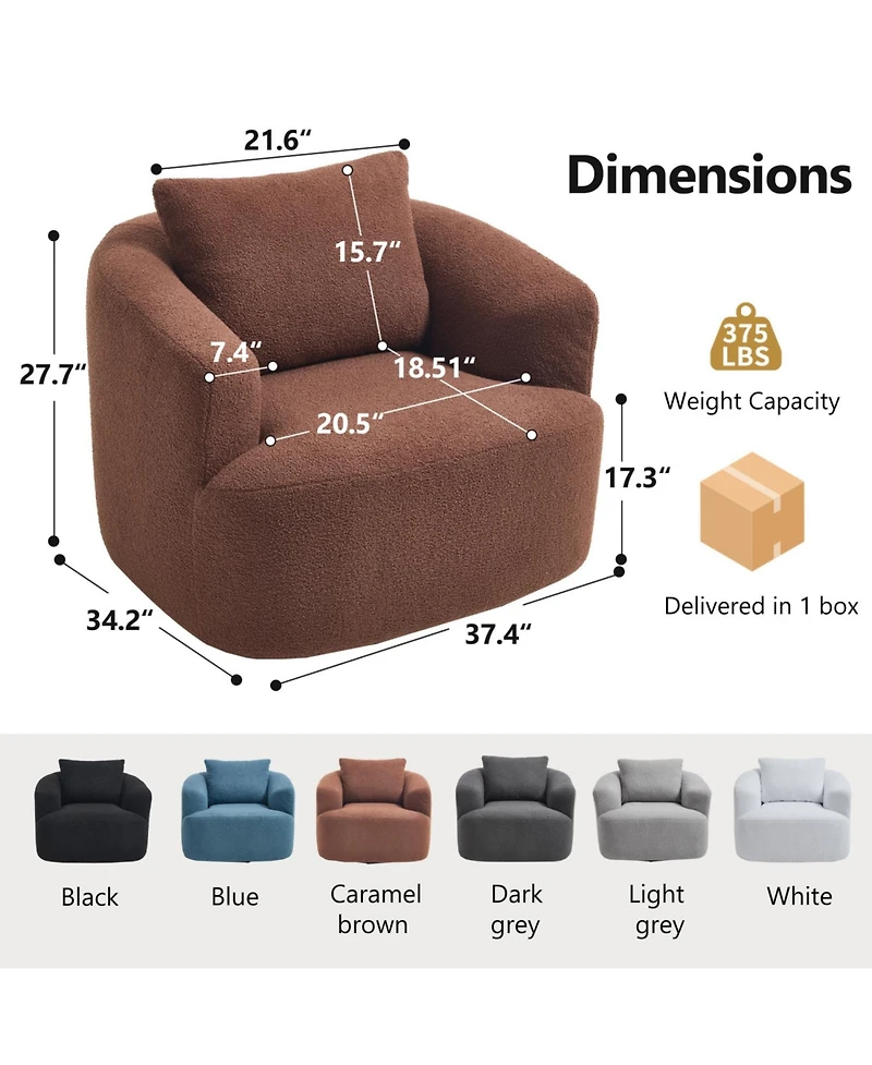 Streamdale Furniture Streamdale Swivel Teddy Fleece Comfy Chair with Pillow