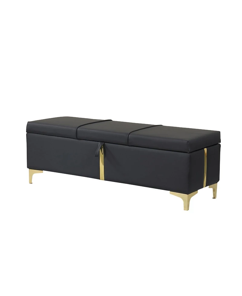 Streamdale Furniture Upholstered Storage Ottoman Bench with Metal Legs