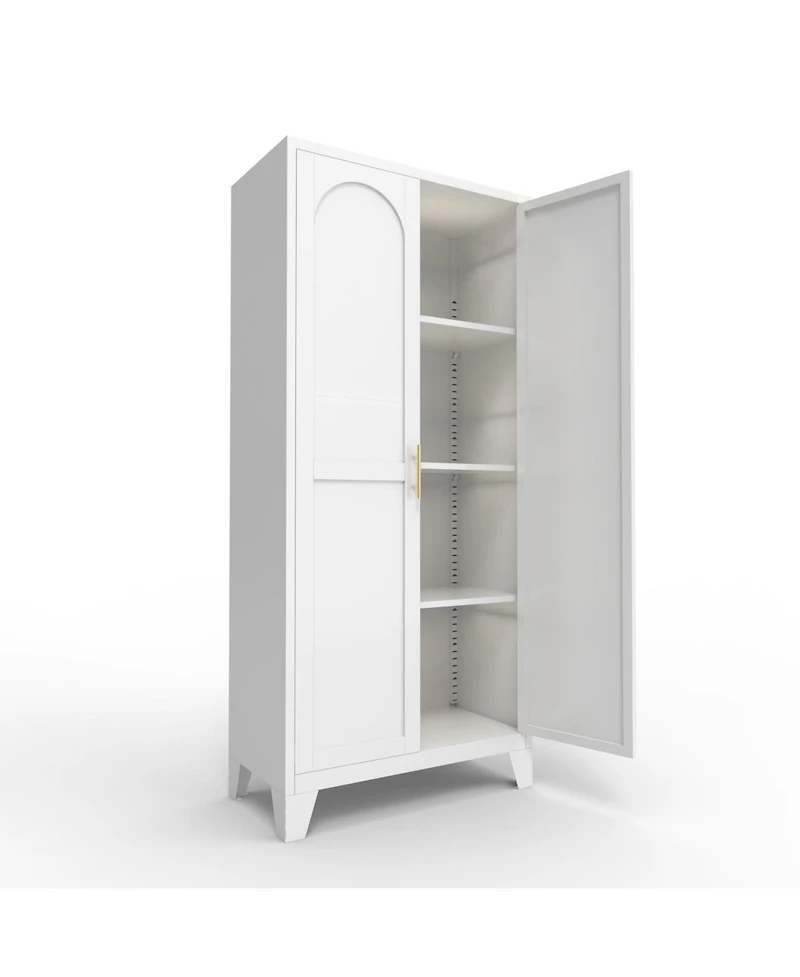 Streamdale Furniture 61" Metal Storage Cabinet with Adjustable Shelves (White)