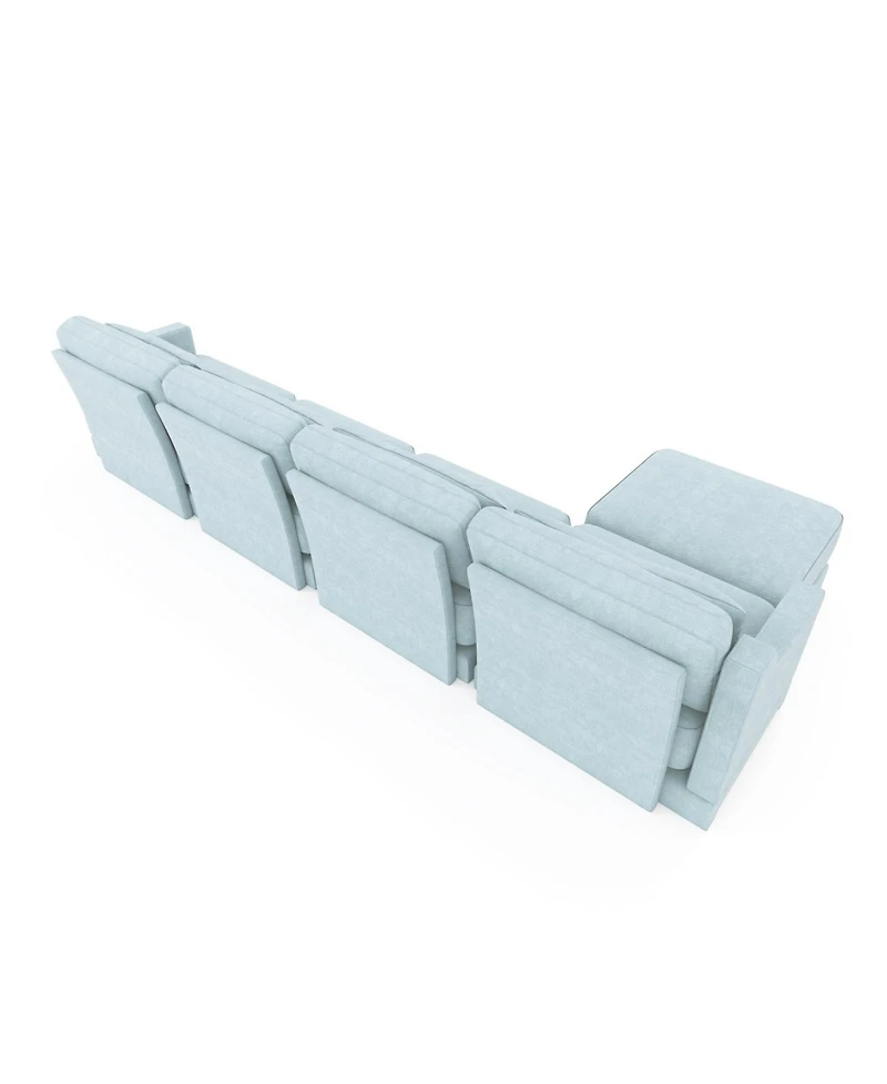 Streamdale Furniture Sky Blue Chenille Sofa with Ottoman