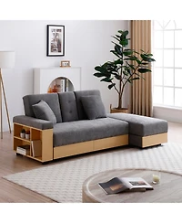 Streamdale Furniture Convertible Sleeper Sofa Bed with Storage Ottoman & Drop Down Table