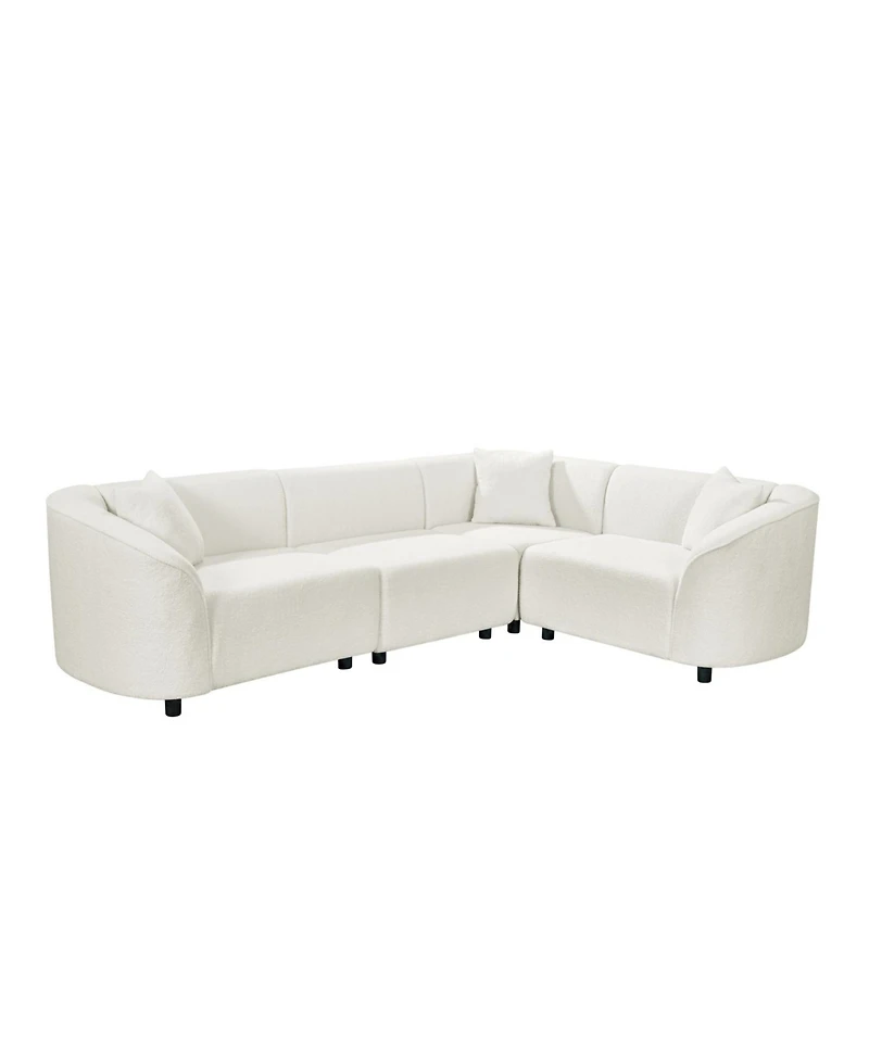 Streamdale Furniture Streamdale L-Shaped Sectional Sofa- Plush 4-Seater, Boucle Upholstery