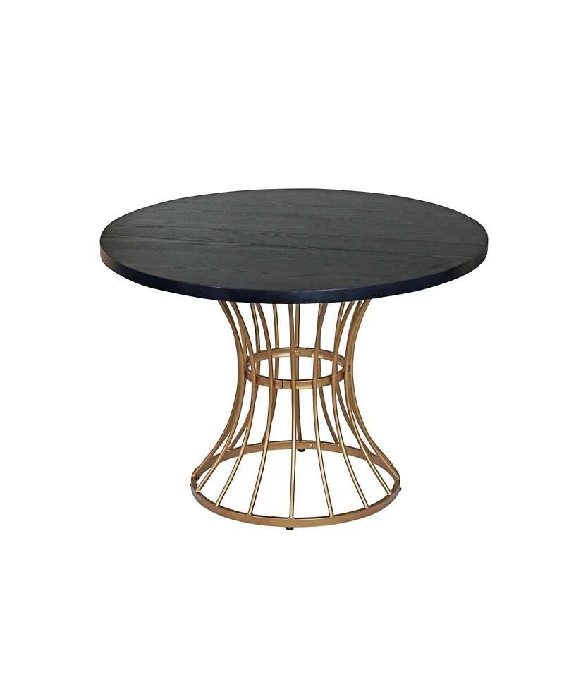 Streamdale Furniture Black Oak 42" Round Dining Table - Wrought Iron Base