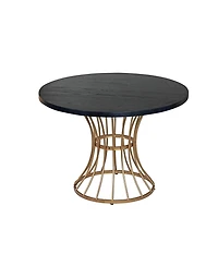 Streamdale Furniture Black Oak 42" Round Dining Table - Wrought Iron Base