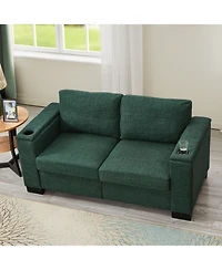 Streamdale Furniture 67.7" Modern Green Loveseat with Cup Holder & Storage
