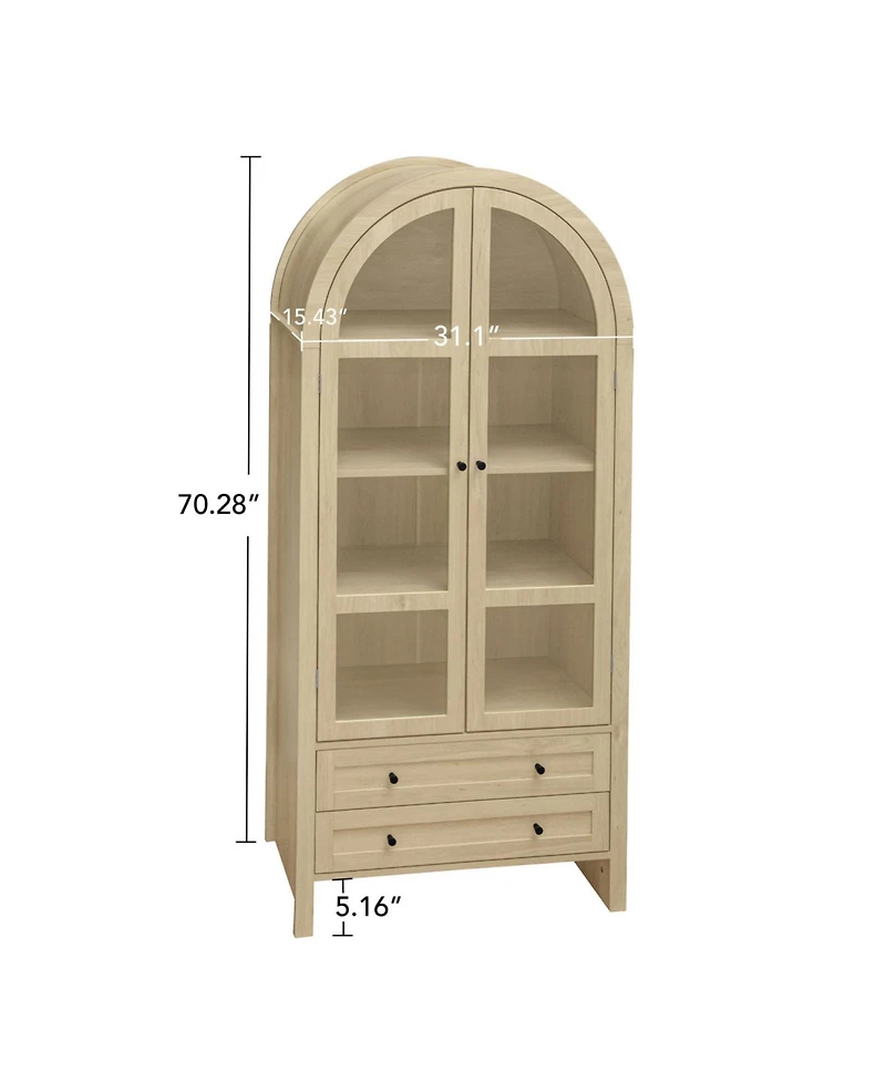 Streamdale Furniture 1 Pc. Wood Arched Design with Adjustable Shelves Kitchen Pantry Cabinet