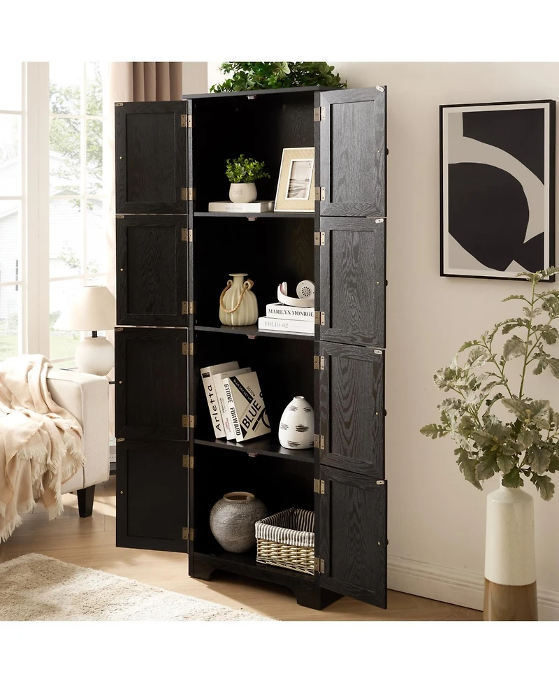 Streamdale Furniture 72.4" Tall Storage Cabinet w/ 8 Doors & 4 Shelves, Bookshelf