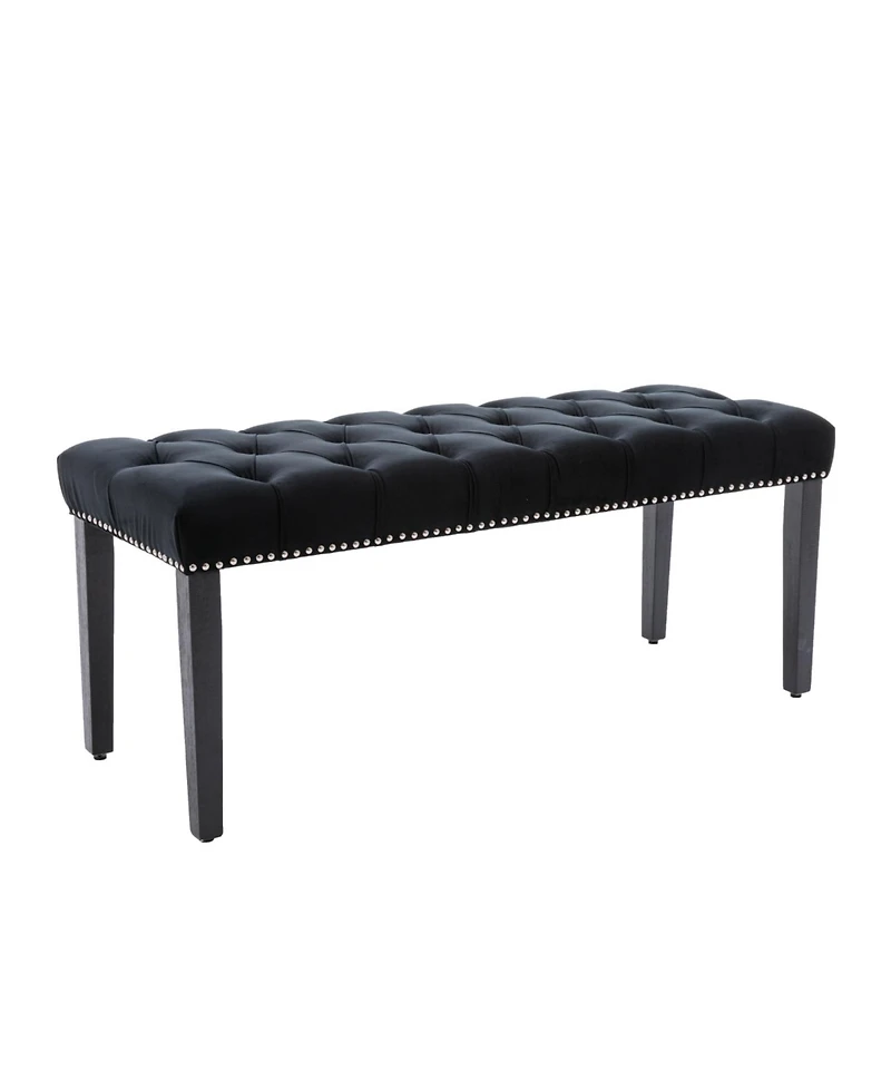 Streamdale Furniture Streamdale Tufted Velvet Bench Ottoman