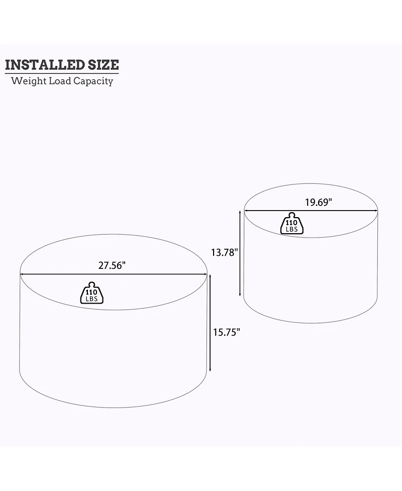 Streamdale Furniture Burl Wood Nesting Coffee Table Set - 2-Piece Storage Tables