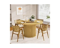 Casainc 55″ Round Dining Table with Rotating Tray and Storage Shelves only table）