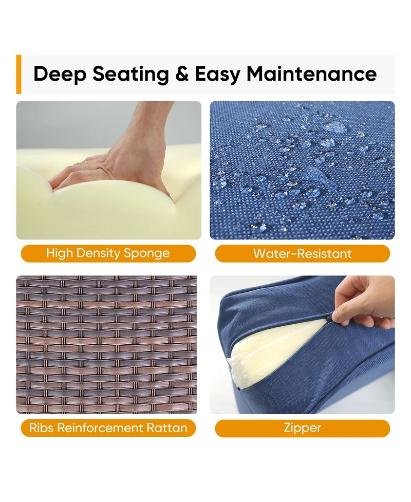 Gymojoy T-Frame Brown Wicker Outdoor Swivel Glider Chairs with Olefin 5 In. Thick Cushions 2-Pack)