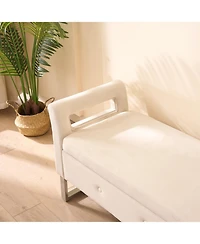 Streamdale Furniture Velvet Storage Bench with Armrests - 67.91" Wide