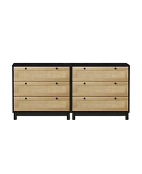Streamdale Furniture Black 3-Drawer Woven Storage Cabinet (Set of 2
