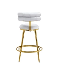 Streamdale Furniture Modern Velvet Counter Stool Set, Light Gray with Iron Frame, 27.65