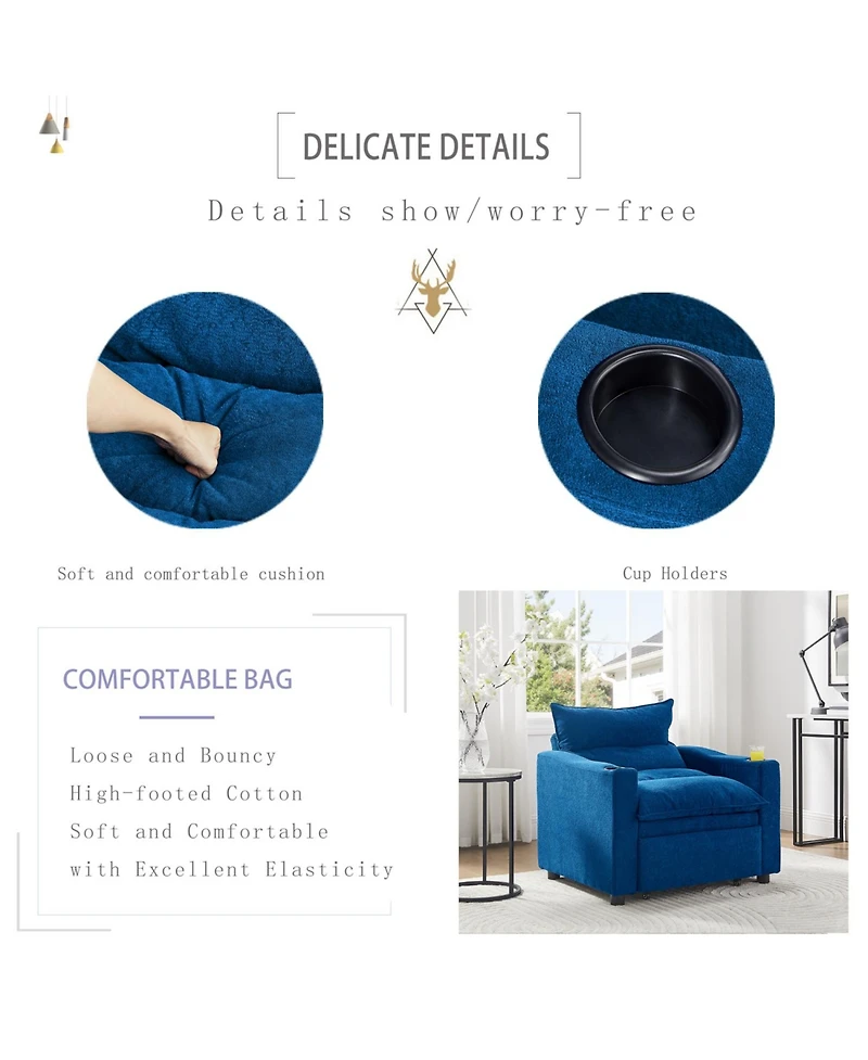 Streamdale Furniture Convertible Velvet Sofa Bed - 3-in-1 Sleeper Couch