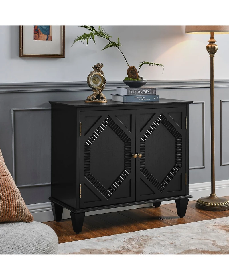 Streamdale Furniture Retro Wooden Sideboard Buffet Cabinet - Black