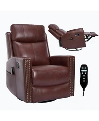 Streamdale Furniture Wine Red Leather Heat Massage Rocker Recliner
