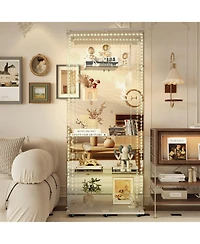 Streamdale Furniture Tempered Glass Display Cabinet w/ Led, Lock, Mirror Back