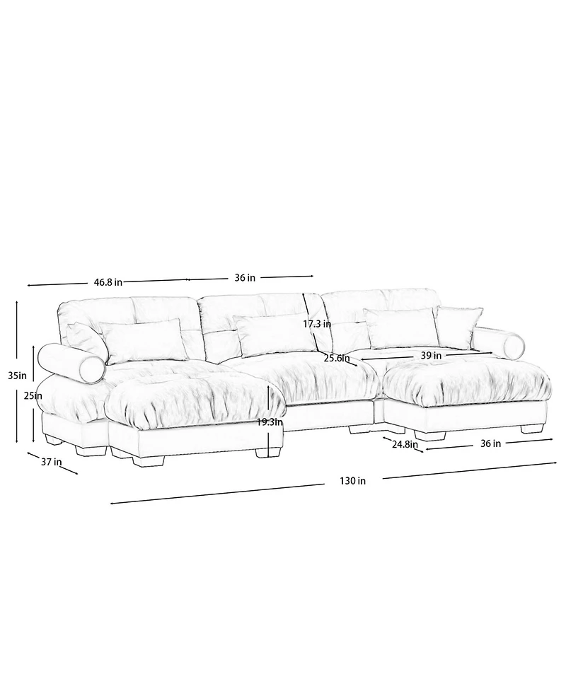 Streamdale Furniture Streamdale U Shape Sectional Sofa with Ottomans, Modern Corner Couch