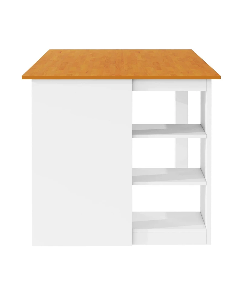 Streamdale Furniture 60" Farmhouse Counter Height Dining Set with Storage & Chairs, White