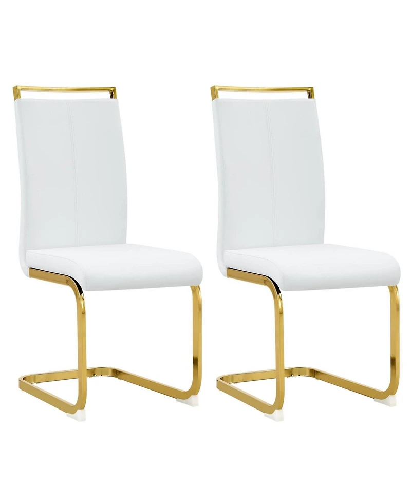 Streamdale Modern Pu Leather Dining Chairs, Golden Legs (Set of 2)