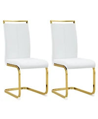 Streamdale Modern Pu Leather Dining Chairs, Golden Legs (Set of 2)