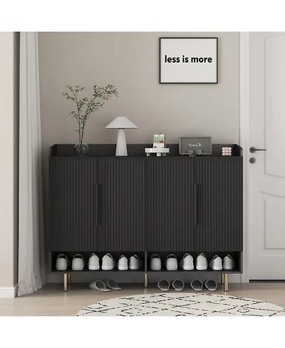 Streamdale Furniture Streamdale Black Sideboard Shoe Cabinet with Adjustable Shelves
