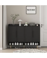 Streamdale Furniture Streamdale Black Sideboard Shoe Cabinet with Adjustable Shelves