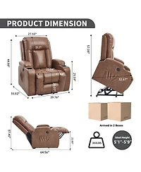 Streamdale Furniture Brown Power Lift Recliner Massage Chair with Heat & Usb