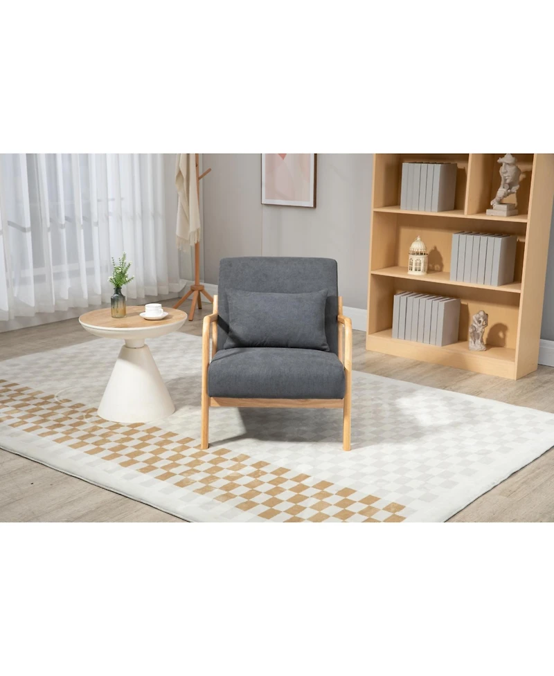 Streamdale Furniture Streamdale Mid Century Accent Chair with Wood Frame & Waist Cushion