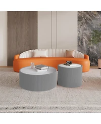 Streamdale Furniture Light Marble Top Leather End Table