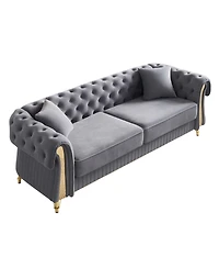 Streamdale Furniture Chesterfield Modern Tufted Velvet Living Room Sofa, 84.25"W Couch.