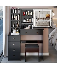 Streamdale Furniture 37" Led Mirror Vanity Table with Stool