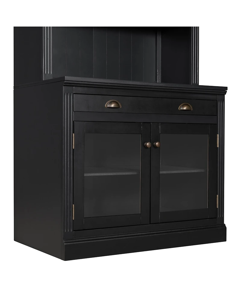Streamdale Furniture Modern Bookcase with Glass Doors & Drawer - Black