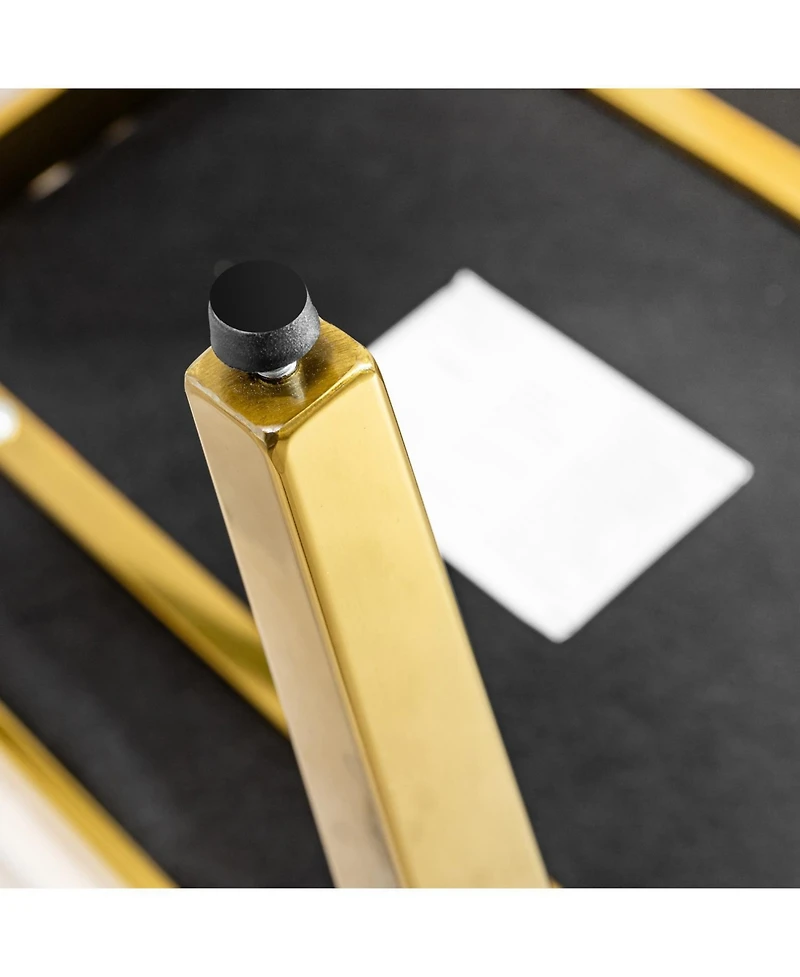 Streamdale Furniture set of 2pcs Dining table gold stainless steel with white fabric