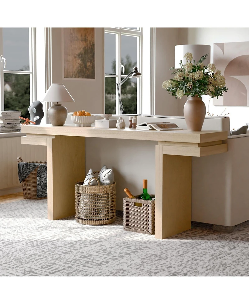 Streamdale Furniture 66" Wide Wood Console Table - Distressed Oak