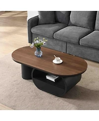 Streamdale Furniture Luxury Industrial Oval Coffee Table w/ Drawer