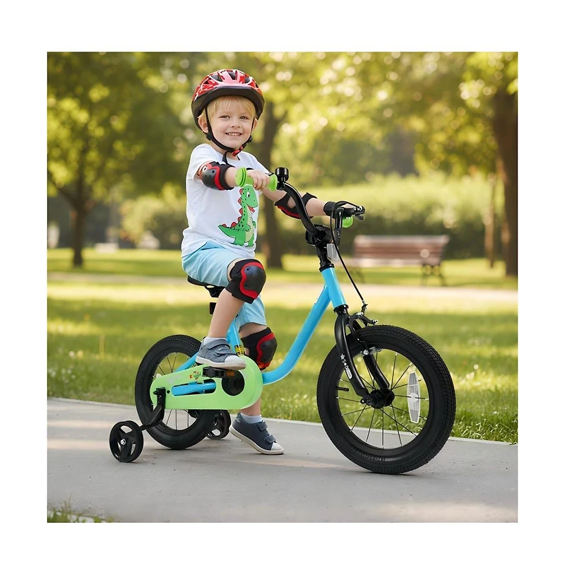 Hongge Kids Training Bike with Adjustable Seat Dual Brakes Rubber Tires and Removable Wheels