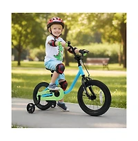 Hongge Kids Training Bike with Adjustable Seat Dual Brakes Rubber Tires and Removable Wheels