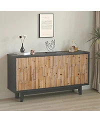 Streamdale Furniture Natural Wood Geometric 4-Door Storage Cabinet
