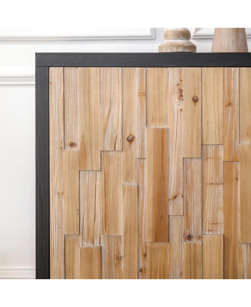 Streamdale Furniture Natural Wood Geometric 4-Door Storage Cabinet