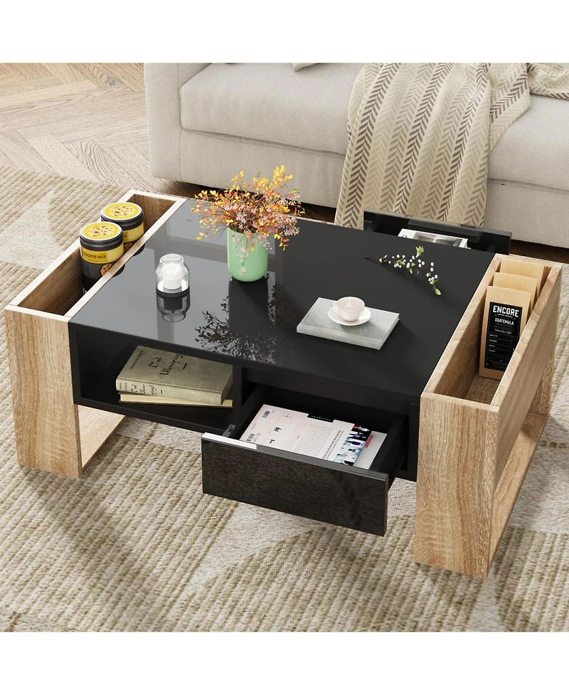 Streamdale Furniture Glossy Two-Tone Coffee Table with Storage