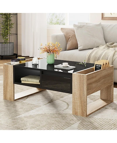 Streamdale Furniture Glossy Two-Tone Coffee Table with Storage