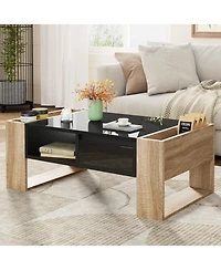 Streamdale Furniture Glossy Two-Tone Coffee Table with Storage