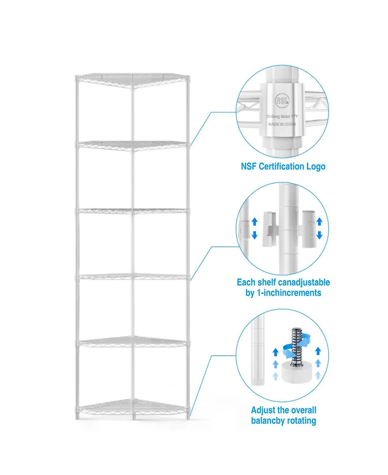 Streamdale Furniture Corner Wire Shelf Rack