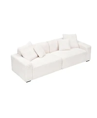 Streamdale Furniture 104" 4-Seat Beige Corduroy Sofa w/ Throw Pillows