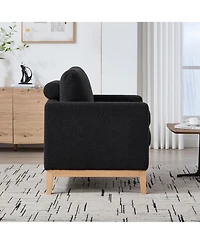 Streamdale Furniture 35.4" Wide Modern Farmhouse Accent Chair - Black Boucle